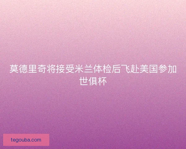 莫德里奇将接受米兰体检后飞赴美国参加世俱杯