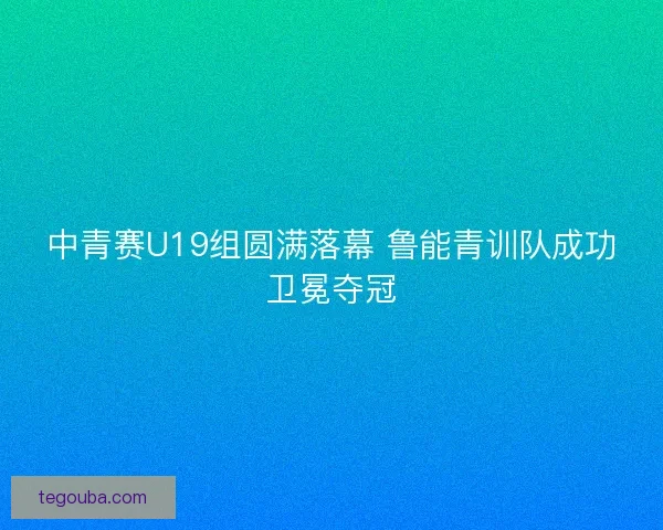 中青赛U19组圆满落幕 鲁能青训队成功卫冕夺冠