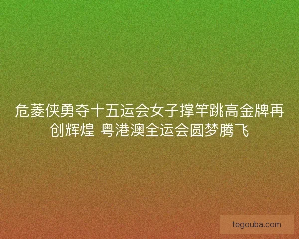 危菱侠勇夺十五运会女子撑竿跳高金牌再创辉煌 粤港澳全运会圆梦腾飞 危菱侠勇夺十五运会女子撑竿跳高金牌再创辉煌 粤港澳全运会圆梦腾飞